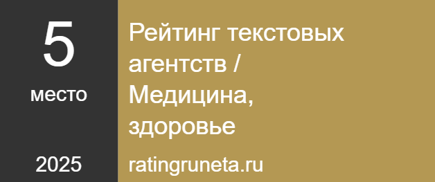 Рейтинг текстовых агентств / Медицина, здоровье